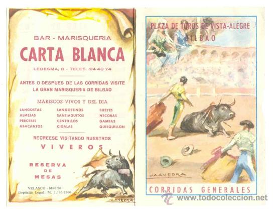 Tauromaquia: Programa corrida toros .. Feria Bilbao 1969 - Foto 2