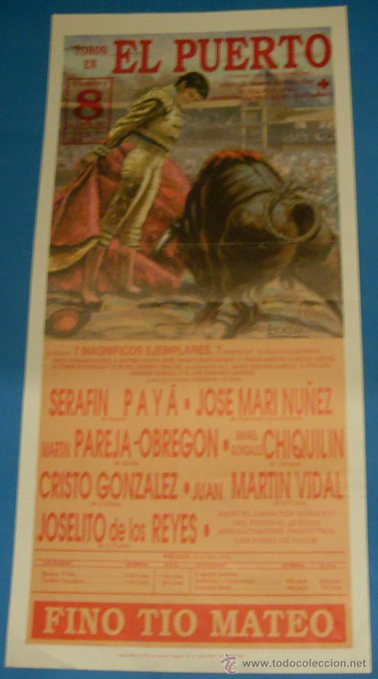 Tauromachie: CARTEL DE TOROS. PLAZA DEL PUERTO. 7 MAGNIFICOS EJEMPLARES. A&Ntilde;O 1989.