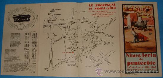 Tauromachia: PROGRAMA DE MANO. PLAZA DE TOROS DE NIMES. JUNIO 1960.