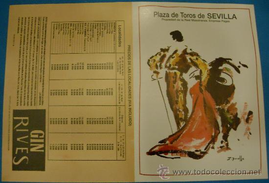 Stierkampf: PROGRAMA DE MANO. PLAZA DE SEVILLA. DOMINGO DE RESURRECCION Y FERIA DE ABRIL. A&Ntilde;O 1995.