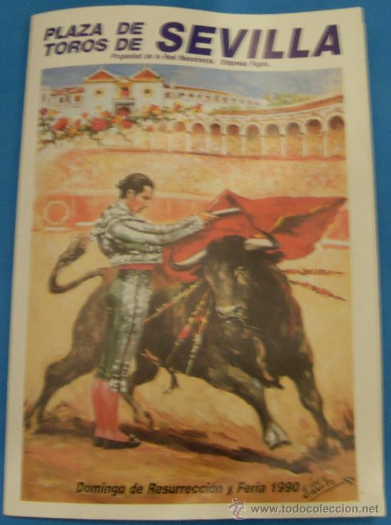Stierkampf: PROGRAMA DE MANO. PLAZA DE SEVILLA. DOMINGO DE RESURRECCION Y FERIA DE ABRIL 1990.