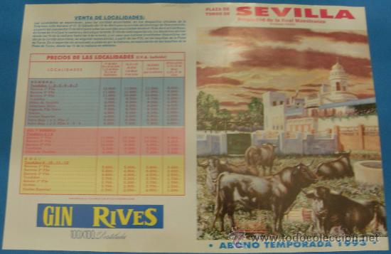 Bullfighting: PROGRAMA DE MANO. PLAZA DE TOROS DE SEVILLA. ABONO TEMPORADA 1993.