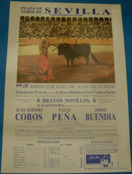 Tauromachie: CARTEL DE TOROS. PLAZA DE SEVILLA. NOVILLADA 4&ordf; DE LA PROMOCION DE NUEVOS VALORES DE LOS TOREROS.