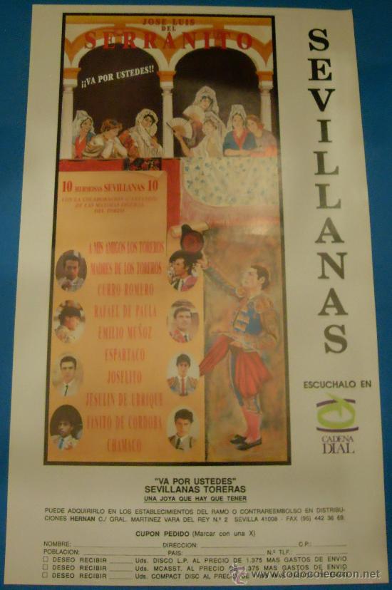 Tauromachie: CARTEL DE TOROS. CARTEL PROMOCIONAL DEL ALBUM: VA POR USTEDES, SEVILLANAS TORERAS.