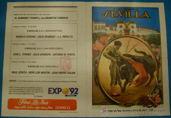 Tauromachie: PROGRAMA DE MANO. PLAZA DE SEVILLA. DOMINGO DE RESURRECCION Y FERIA ABRIL. A&Ntilde;O 1998.