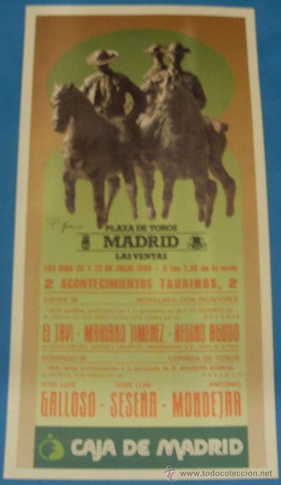 Tauromachie: CARTEL DE TOROS. PLAZA DE MADRID. EL JAVI, MARIANO JIMENEZ, REGINO AGUDO, SESE&Ntilde;A...A&Ntilde;O 1990.