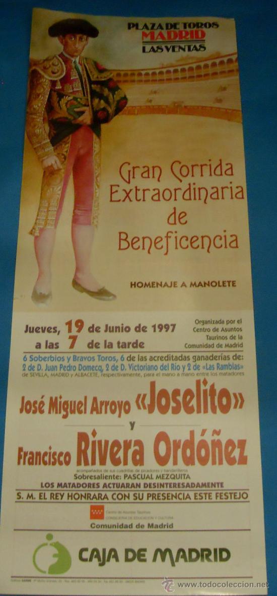 Bullfighting: PROGRAMA DE MANO. PLAZA DE MADRID. GRAN CORRIDA EXTRAORDINARIA DE BENEFICENCIA. A&Ntilde;O 1997.