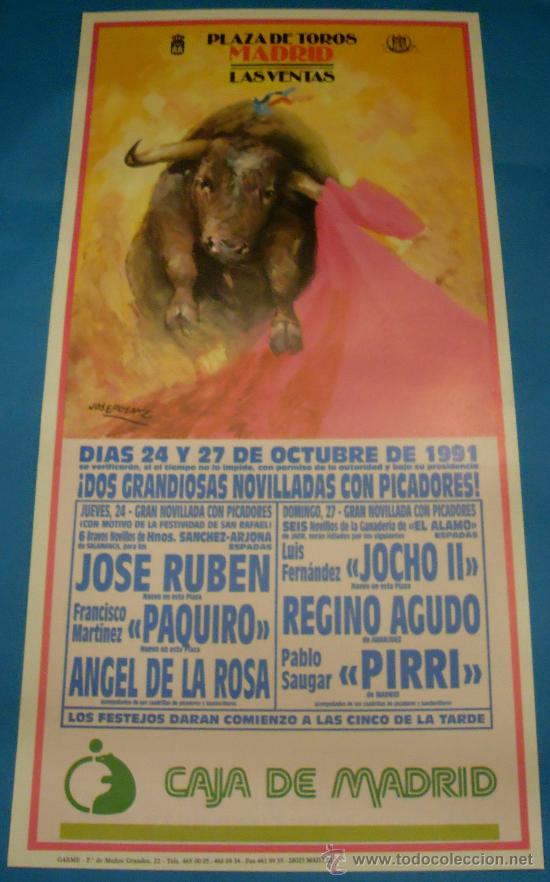 Bullfighting: CARTEL DE TOROS. PLAZA DE MADRID. 2 GRANDIOSAS NOVILLADAS CON PICADORES. A&Ntilde;O 1991.