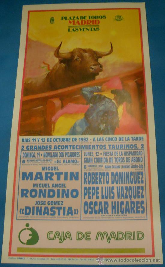 Bullfighting: CARTEL DE TOROS. PLAZA DE MADRID. 2 GRANDES ACONTECIMIENTOS TAURINOS. A&Ntilde;O 1992.