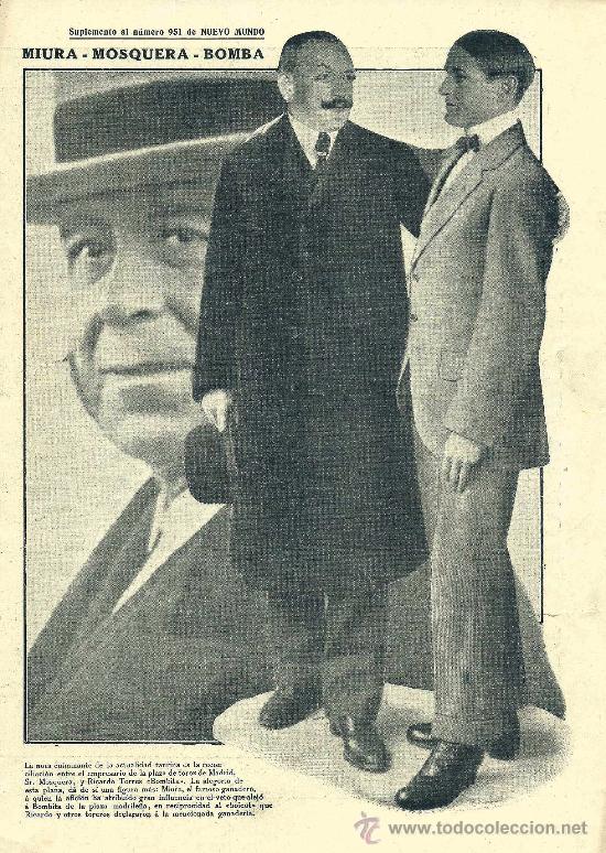 Tauromachie: * TOROS  Y TOREROS * Reconciliaci&oacute;n empresario Mosquera y Ricardo Torres Bombita - 191?