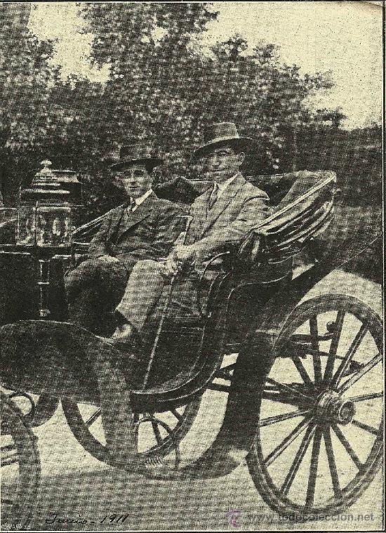 Tauromachie: * TOROS  Y TOREROS * Dos personajes en calesa:  &iquest; Vicente Pastor y Machaquito ? - 1911