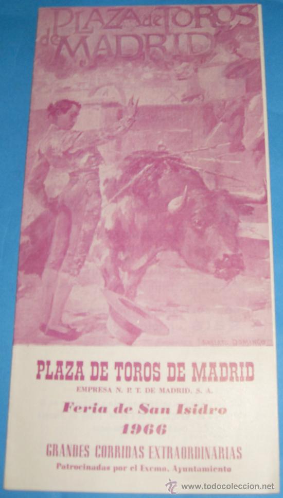 Stierkampf: PROGRAMA DE MANO. PLAZA DE MADRID. GRANDES CORRIDAS EXTRAORDINARIAS SAN ISIDRO 1966.