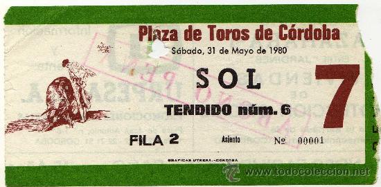 Stierkampf: ENTRADA DE TOROS - CORDOBA - 31-MAYO-1980