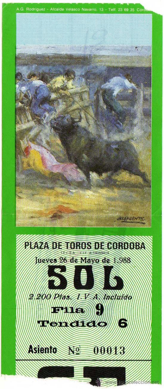 Stierkampf: BONITA ENTRADA DE TOROS - CORDOBA - 26-MAYO-1988