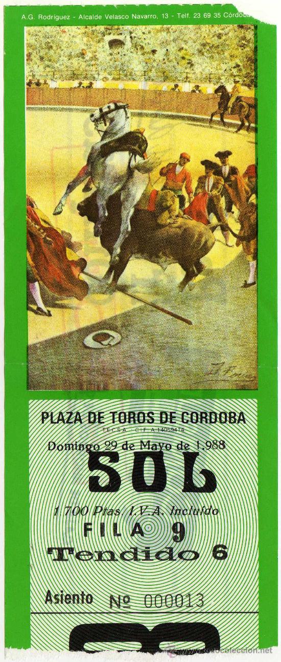 Stierkampf: BONITA ENTRADA DE TOROS - CORDOBA - 29-MAYO-1988