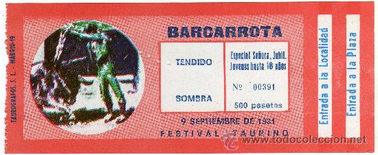 Tauromachie: ENTRADA DE TOROS - BARCARROTA (BADAJOZ) - 9-SEPTIEMBRE-1981