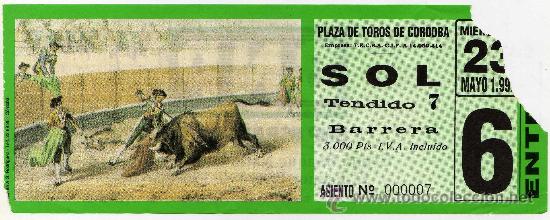 Tauromachie: BONITA ENTRADA DE TOROS - CORDOBA -23-MAYO-(1990)