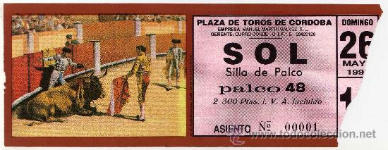 Tauromachie: BONITA ENTRADA DE TOROS - CORDOBA - 26-MAYO-(1991)