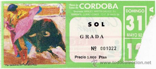 Tauromachie: BONITA ENTRADA DE TOROS - CORDOBA - 31-MAYO-92