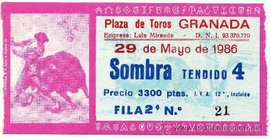 Stierkampf: ENTRADA DE TOROS - GRANADA - 29-MAYO-1986