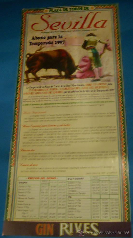Tauromachie: CARTEL DE TOROS. PLAZA DE SEVILLA. ABONO PARA LA TEMPORADA 1997.