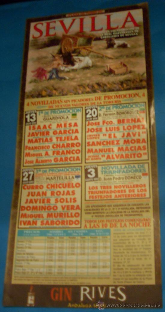 Bullfighting: CARTEL DE TOROS. PLAZA DE SEVILLA. 4 NOVILLADAS DE PROMOCION A NUEVOS VALORES DE LA TORERIA 2000.