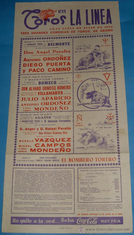 Tauromachia: CARTEL DE TOROS. PLAZA DE LA LINEA. GRAN FERIA DE JULIO 1960.