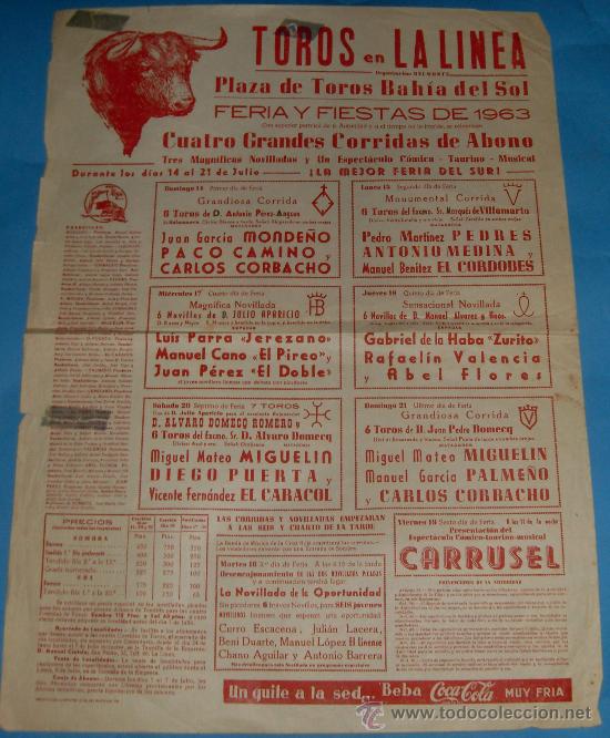 Bullfighting: CARTEL DE TOROS. PLAZA DE LA LINEA. GRAN FERIA DE JULIO 1963.