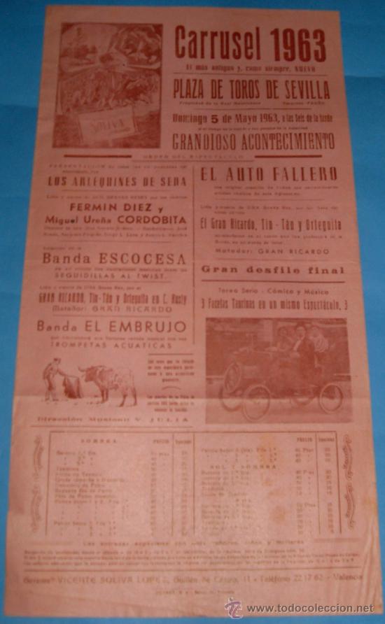 Tauromachia: CARTEL DE TOROS. PLAZA DE SEVILLA. GRANDIOSO ACONTECIMIENTO. A&Ntilde;O 1963.