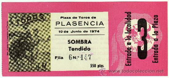 Tauromachie: ENTRADA DE TOROS - PLASENCIA (Caceres) - 10-JUNIO-1974
