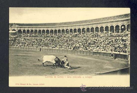 Tauromaquia: Postal de Toros: Una estocada a volapi&eacute; (Ed.Stengel num.22309)