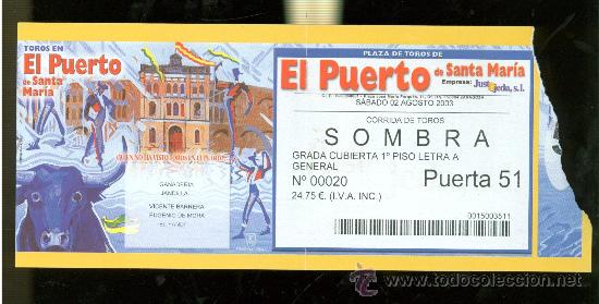 Tauromachia: ENTRADA DE TOROS. PLAZA DE TOROS DE EL PUERTO DE SANTA MARIA. 2003.