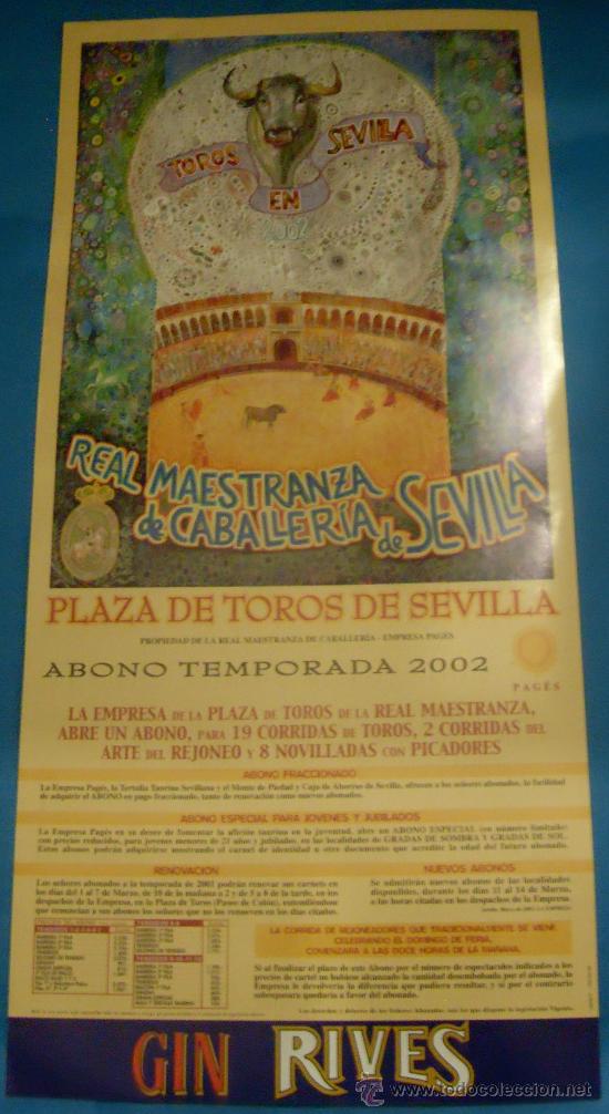 Stierkampf: CARTEL DE TOROS. PLAZA DE SEVILLA. ABONO TEMPORADA 2002.
