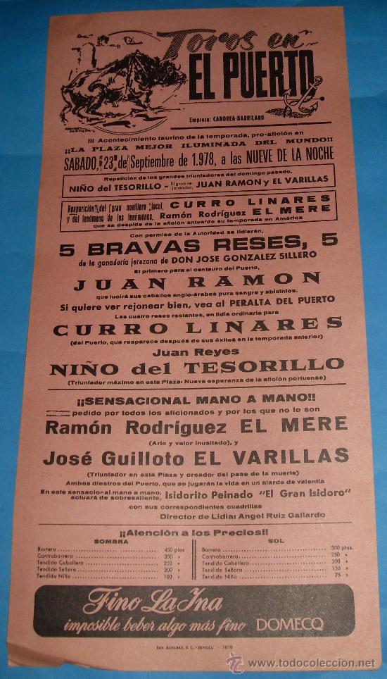 Tauromaquia: CARTEL DE TOROS. PLAZA DEL PUERTO. III ACONTECIMIENTO TAURINO PRO-AFICION. A&Ntilde;O 1978.
