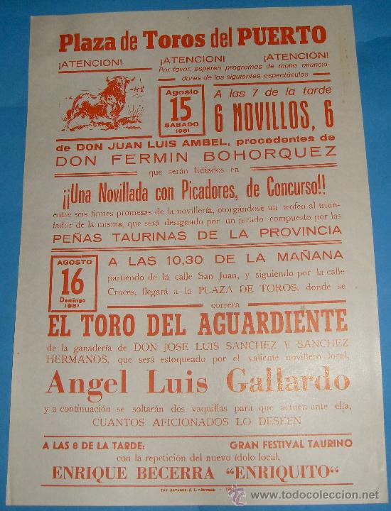 Tauromaquia: CARTEL DE TOROS. PLAZA DEL PUERTO. 2 ESPECTACULOS TAURINOS. A&Ntilde;O 1981.
