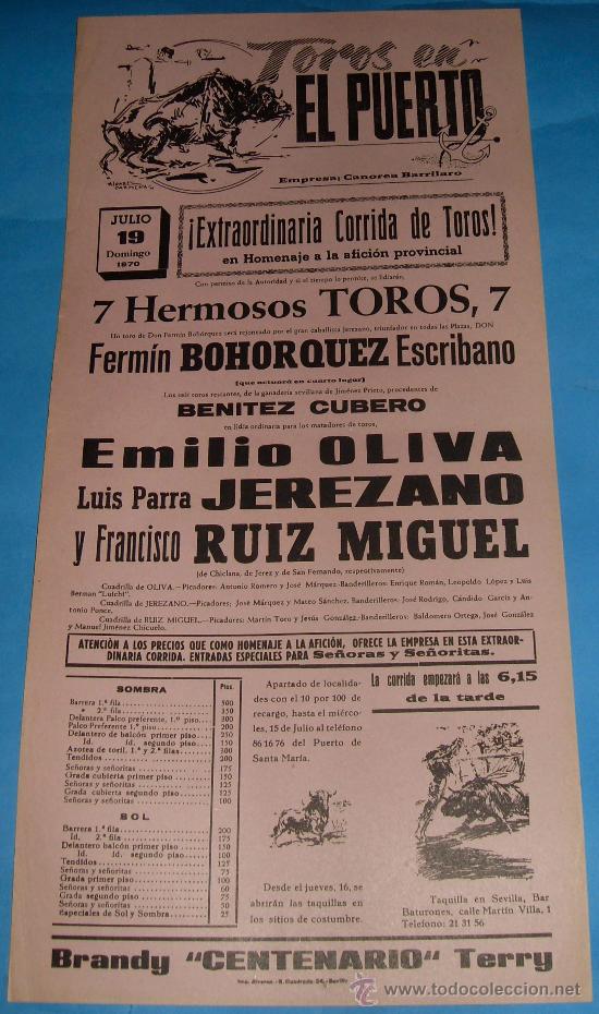 Stierkampf: CARTEL DE TOROS. PLAZA DE SANLUCAR. FIESTAS PATRONALES DE LA CARIDAD. PAULA, MARISME&Ntilde;O, MONTIEL...