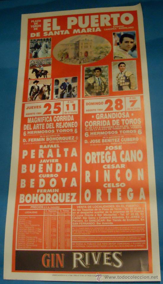 Stierkampf: CARTEL DE TOROS. PLAZA DEL PUERTO. 2 GRANDES FESTEJOS TAURINOS. A&Ntilde;O 1994.