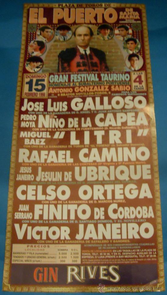 Stierkampf: CARTEL DE TOROS. PLAZA DEL PUERTO. FESTIVAL TAURINO HOMENAJE A ANTONIO GONZALEZ SABIO. A&Ntilde;O 1998.
