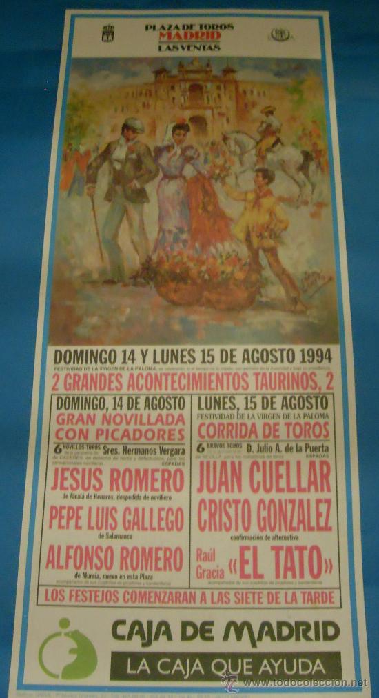Bullfighting: CARTEL DE TOROS. PLAZA DE MADRID. 2 GRANDIOSAS CORRIDAS DE TOROS. A&Ntilde;O 1994.