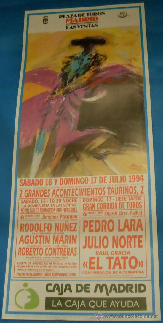 Bullfighting: CARTEL DE TOROS. PLAZA DE MADRID. 2 ENORMES ACONTECIMIENTOS TAURINOS. A&Ntilde;O 1994.