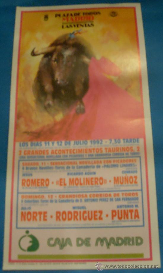 Bullfighting: CARTEL DE TOROS. PLAZA DE MADRID. 2 ACONTECIMIENTOS TAURINOS. A&Ntilde;O 1992.