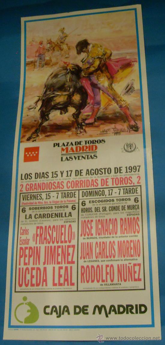 Stierkampf: CARTEL DE TOROS. PLAZA DE MADRID. 2 GRANDIOSAS CORRIDAS DE TOROS. A&Ntilde;O 1997.