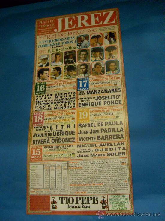 Tauromachia: CARTEL DE TOROS. PLAZA DE JEREZ. FERIA DE MAYO DE 1996.
