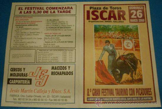 Stierkampf: CARTEL DE TOROS. PLAZA DE ISCAR. FCO ESPLA, FINITO DE CORDOBA, MANUEL CABALLERO, MANOLO SANCHEZ...