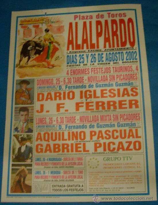Stierkampf: CARTEL DE TOROS. PLAZA DE ALALPARDO, MADRID. 4 FESTEJOS TAURINOS. A&Ntilde;O 2002.