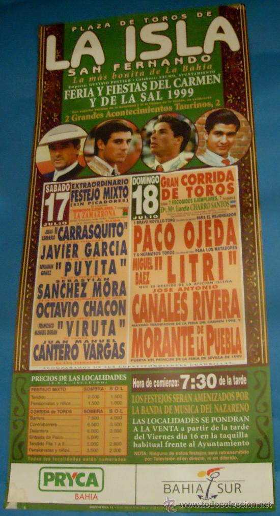 Bullfighting: CARTEL DE TOROS. PLAZA DE SAN FERNANDO. FERIA Y FIESTAS DEL CARMEN Y LA SAL. A&Ntilde;O 19993