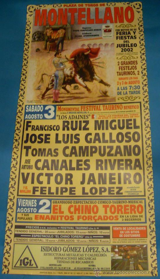 Bullfighting: CARTEL DE TOROS. PLAZA DE MONTELLANO. FERIA Y FIESTAS DEL JUBILEO 2002.