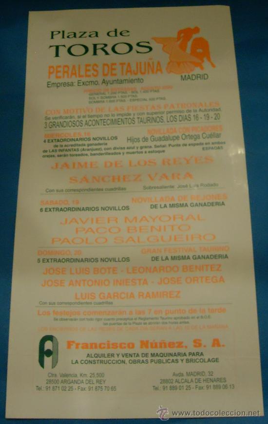 Bullfighting: CARTEL DE TOROS. PLAZA DE PERALES DE TAJU&Ntilde;A. 3 ACONTECIMIENTOS TAURINOS CON MOTIVO DE SUS FIESTAS.