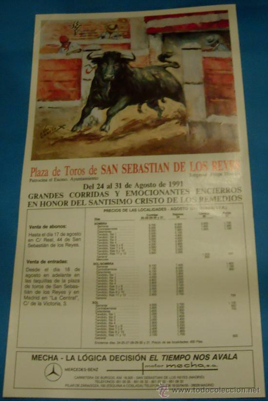 Bullfighting: CARTEL DE TOROS. PLAZA DE SAN SEBASTIAN DE LOS REYES. GRANDES FESTEJOS POR EL CRISTO DE LOS REMEDIOS