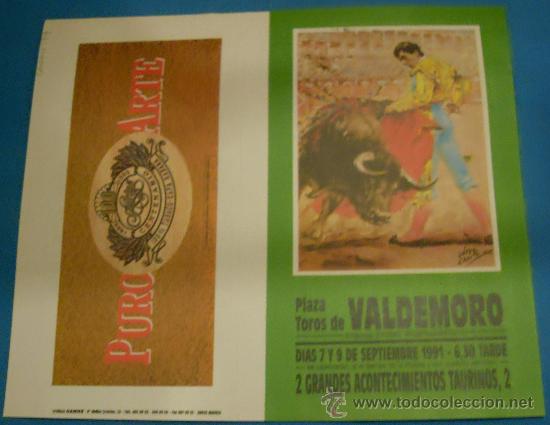 Bullfighting: PROGRAMA DE TOROS. PLAZA DE VALDEMORO. MANUEL VIDRIE, CURRO BEDOYA, EL SORO...A&Ntilde;O 1991.
